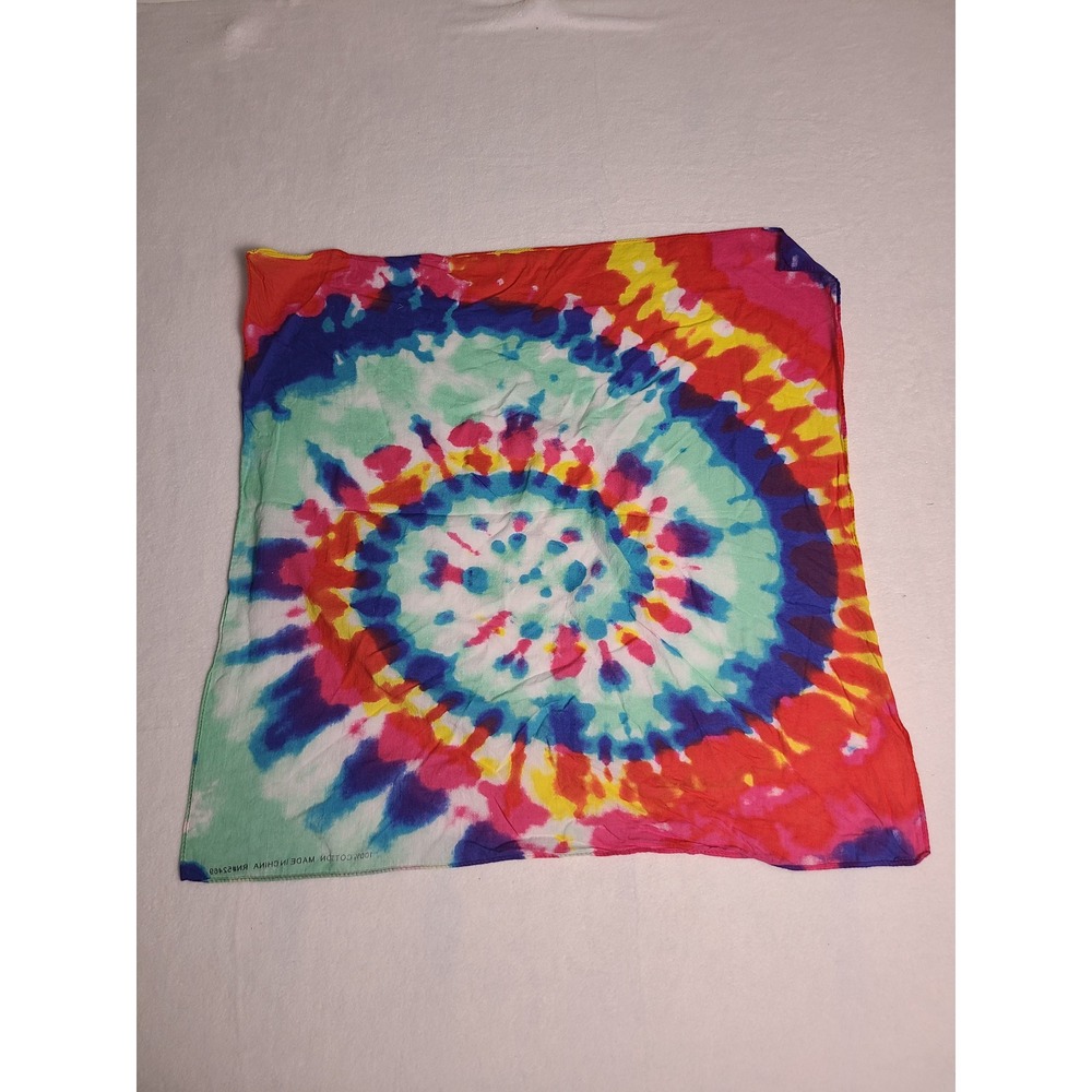 Bandana OS Multicolor Tie Dye Spiral Rainbow Cotton Headwrap Hippie Y2K Retro
